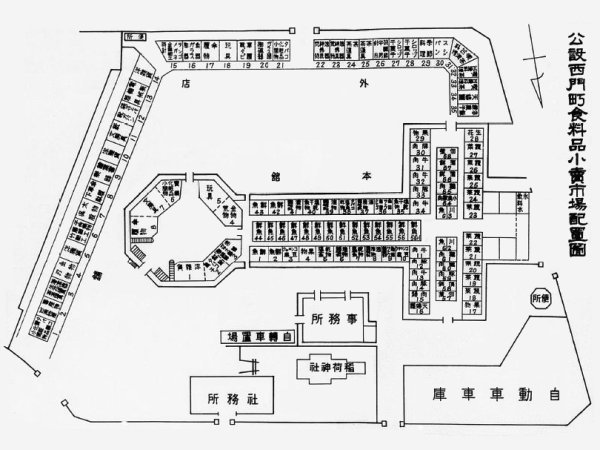 1939 map of Taipei Ximen Market and Inari Shrine during Japanese occupation