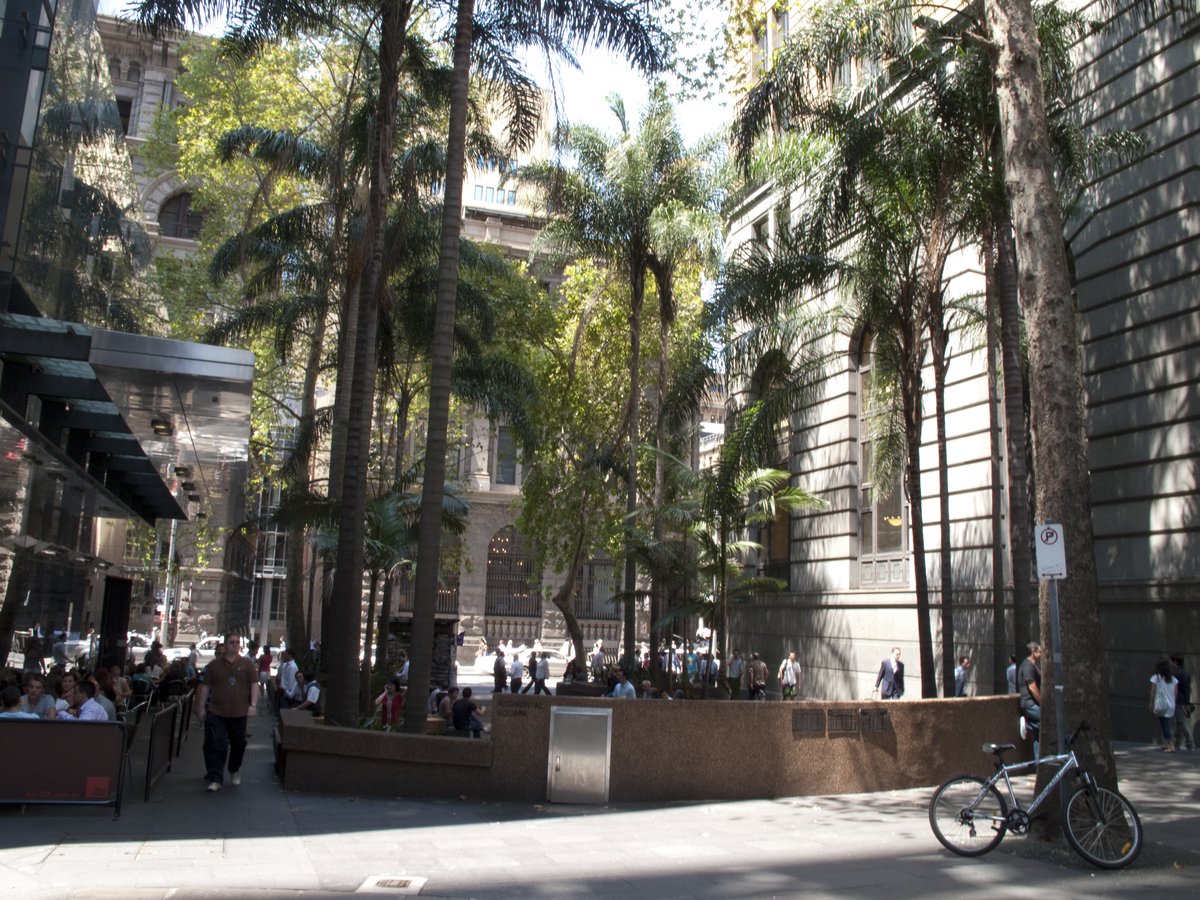 Regimental Square in Sydney, Australia with historic buildings and green lawns