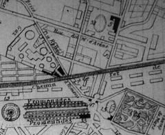 Old map of Reims showing the ancient arena of Durocortorum and surrounding landmarks