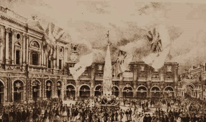 Celebration of the 10th anniversary of Queen Victoria's coronation in Piazza Tesoreria, Valletta, 1847