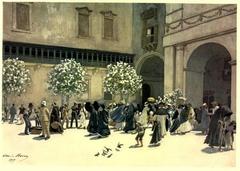 Piazza Reale in Valletta with historic buildings and people walking