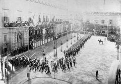 1st Battalion King's Own Royal Lancaster Regiment marching in Palace Square Malta 1902