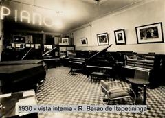 Historic black and white photo of Casa Levy de Pianos on Rua Barão de Itapetininga, Sao Paulo, 1930