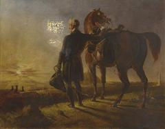 Portrait of Field Marshal Sir Arthur Wellesley, 1st Duke of Wellington, depicted as an old man surveying