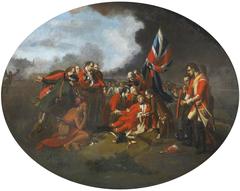 The Death of General Wolfe painting depicting the fallen general surrounded by soldiers