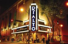 Rialto Marquee illuminated at night