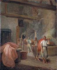 Interior of a traditional dyeing workshop at the Gobelins