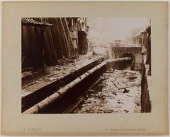 Black and white photograph of the dyeing workshop at Gobelins along the Bièvre river in the 13th arrondissement of Paris