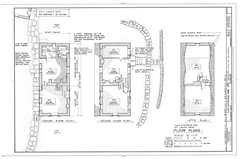 Historic black and white architectural drawing of Claus Rittenhouse House at Lincoln Drive and Rittenhouse Street in Philadelphia