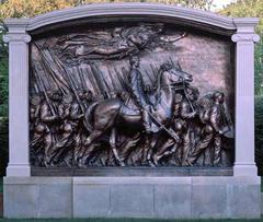 Robert Gould Shaw Memorial sculpture depicting Union Colonel Robert Gould Shaw on horseback with African American soldiers