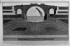 Engraving of an ancient Roman architectural structure with intricate details