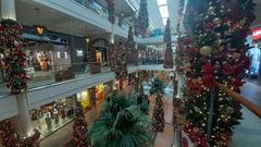 Interior view of Power Plant Mall in Rockwell Center Makati Philippines with modern design and shoppers