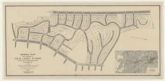 Historic general plan map of Roland Park area between Falls Road and Roland Avenue in Baltimore, Maryland