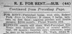 Gentiles only advertisement in the Baltimore Sun newspaper from 1922
