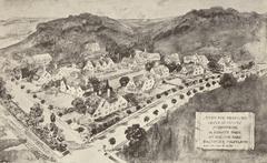 Early 1908 urban development plan of Roland Park near Baltimore Maryland USA