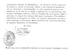 Military suspension notice for Fernández Osorio-Tafall and Alfonso Rodríguez Castelao in Pontevedra