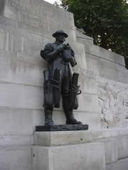 Royal Artillery Memorial at Hyde Park Corner in London, showing detailed bronze sculptures by Charles Sargeant Jagger