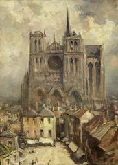 Francis Abel William Taylor Armstrong portrait featuring Amiens Cathedral in the background