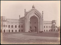 Historic Rumi Darwaza Gateway in Lucknow, India at sunset