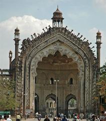 Ancient Roomi Darwaza gate with intricate stone carvings