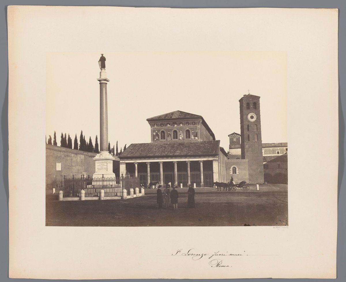 Historic photo of the Basilica of Saint Lawrence outside the Walls in Rome, Italy
