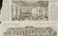 Interior of Nice PLM train station around 1865, France