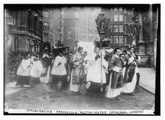 Consecration procession ceremony inside Westminster Cathedral London with clergy and attendees