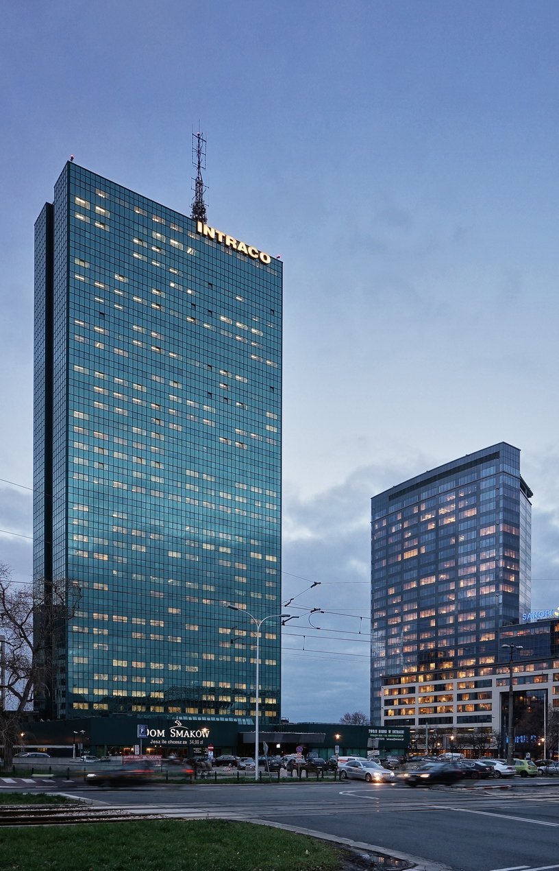 View of Intraco I and North Gate office buildings in Warsaw