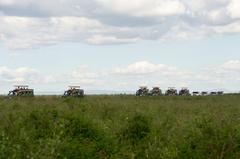 Safari group carrying U.S. Secretary of State John Kerry through Nairobi National Park