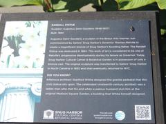 Plaque for Randall monument on a sunny morning
