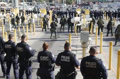 CBP officers and agents conducting a readiness exercise at San Ysidro Port of Entry