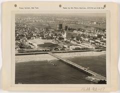 Vintage black and white photograph of Coney Island amusement park in New York