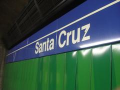 Santa Cruz Station of São Paulo Metro Line 1 Blue showing train and platform