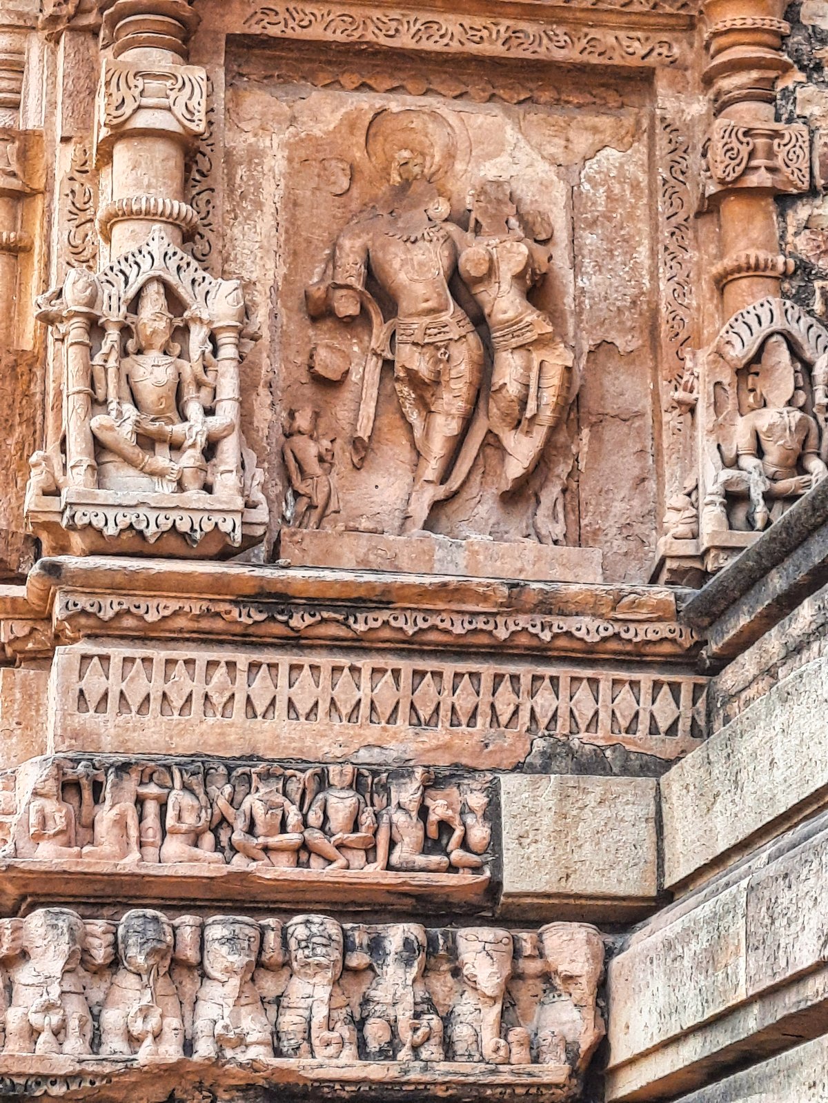 Sasbahu Temple of Gwalior Fort, an 11th century twin Hindu temple with elaborate carvings, partly in ruins