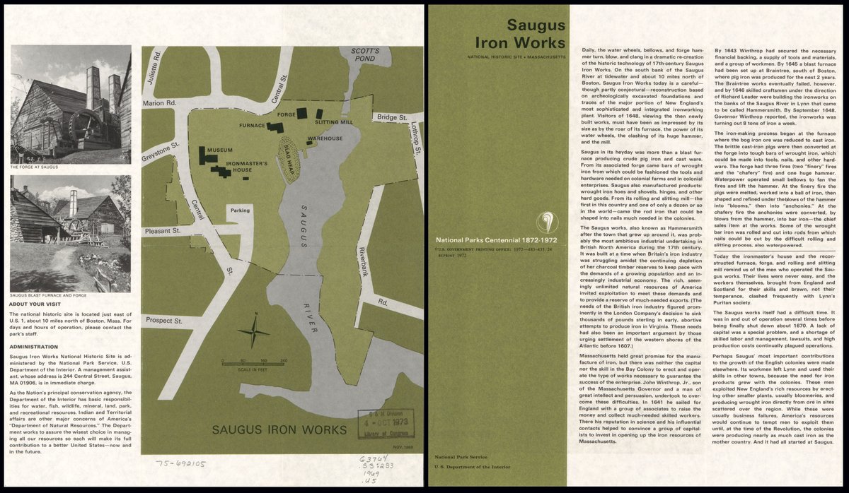 Historical map of Saugus Iron Works National Historic Site in Massachusetts from 1972