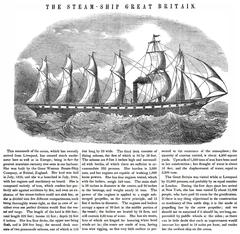 Illustrated article on the Steam-ship Great Britain from Scientific American dated August 28, 1845