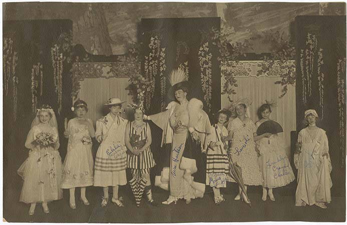 Group of people in costumes at the Kirmess charity pageant and carnival in Seattle circa 1915