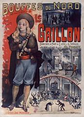 Vintage theater poster for the play Le Grillon at Théâtre des Bouffes-du-Nord in 1890
