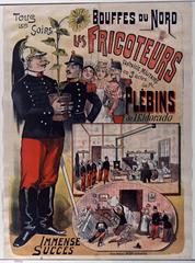Vintage French theater poster for Théâtre des Bouffes du Nord featuring Les Fricoteurs, 1890