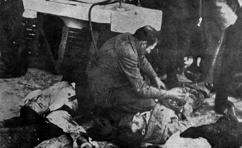Dead bodies of Nazis during La Matanza del Seguro Obrero in Santiago de Chile on September 5, 1938