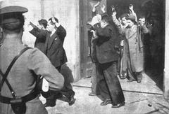Nazis surrendering at the University of Chile during 1938 coup attempt in Santiago