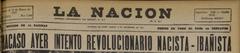 Front page of La Nación Chile newspaper reporting the failed revolutionary attempt called the Seguro Obrero Massacre