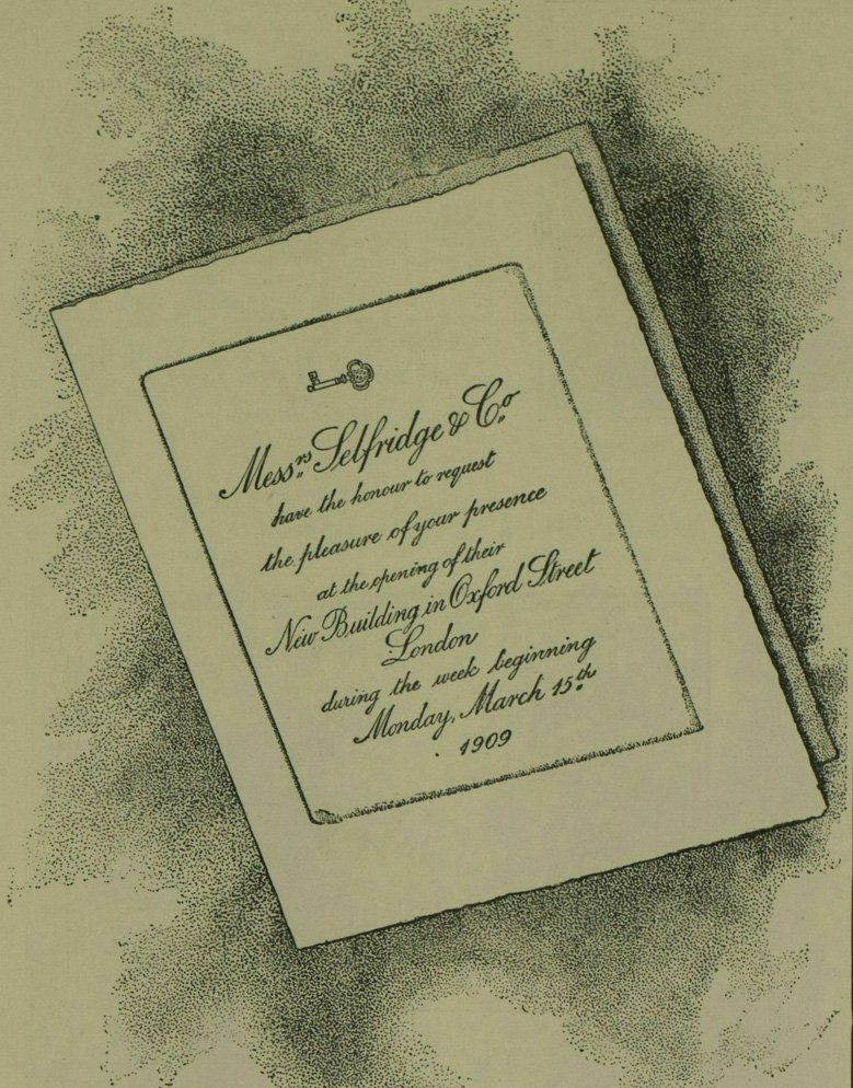 Advertisement for Selfridge's store opening in London 1909