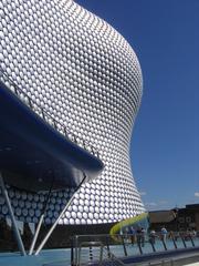 Skyline of Birmingham UK with modern buildings and blue sky