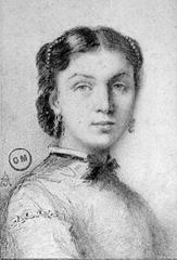 Portrait drawing of Alexandrine Dureux by Jules-Élie Delaunay, graphite sketch from 1865