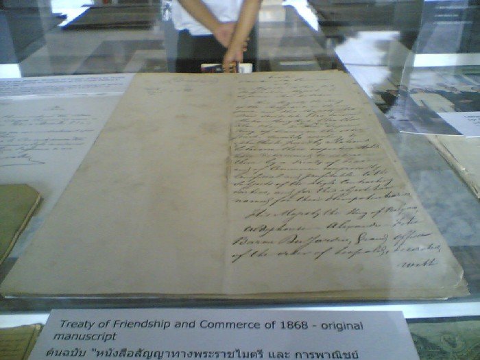 Original manuscript of the Thai Belgium Treaty of Friendship and Commerce of 1868