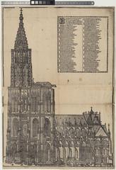 Lateral view of Strasbourg Cathedral with intricate Gothic architecture
