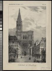 Front view of Strasbourg Cathedral with Gothic architecture