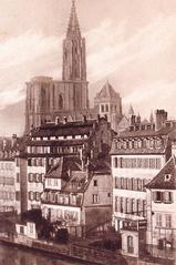 General view of Strasbourg Cathedral and surrounding cityscape