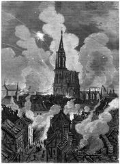 Bombardment of Strasbourg at night on August 24 with Strasbourg Cathedral and surroundings